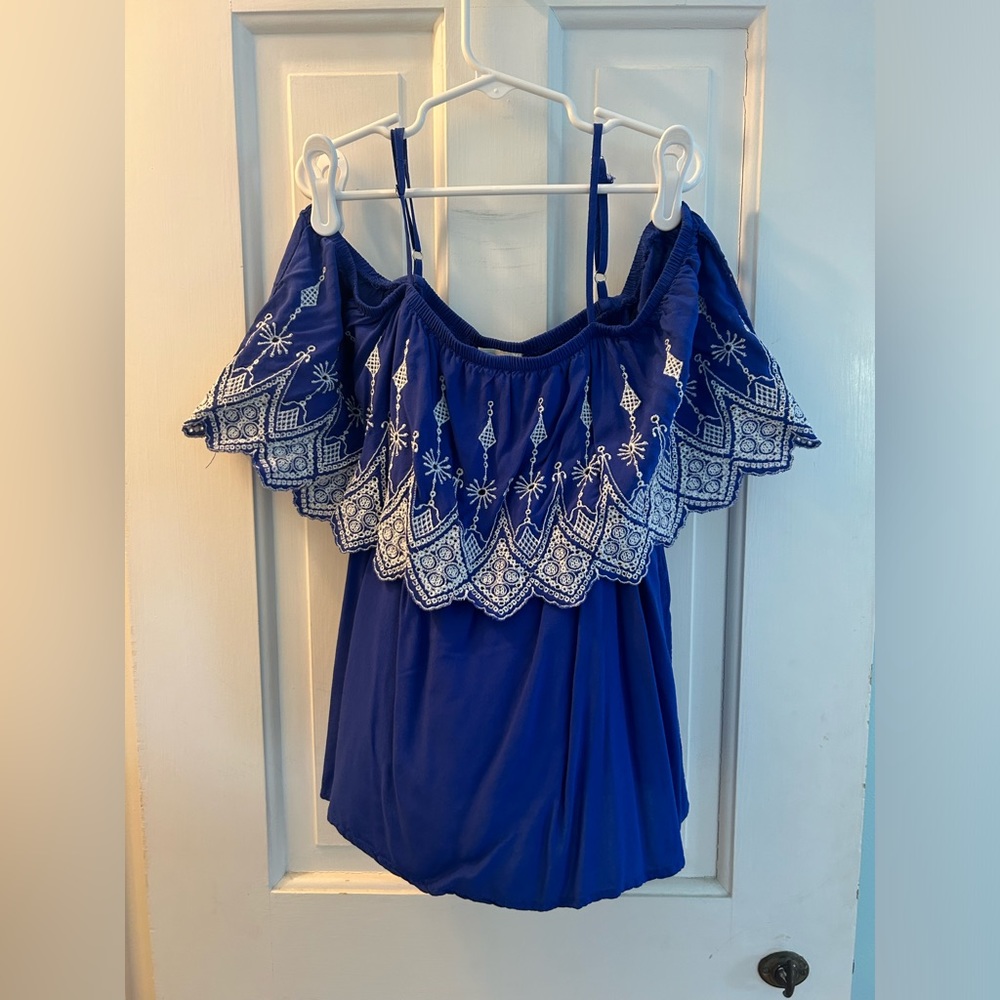 Blue off the shoulder top